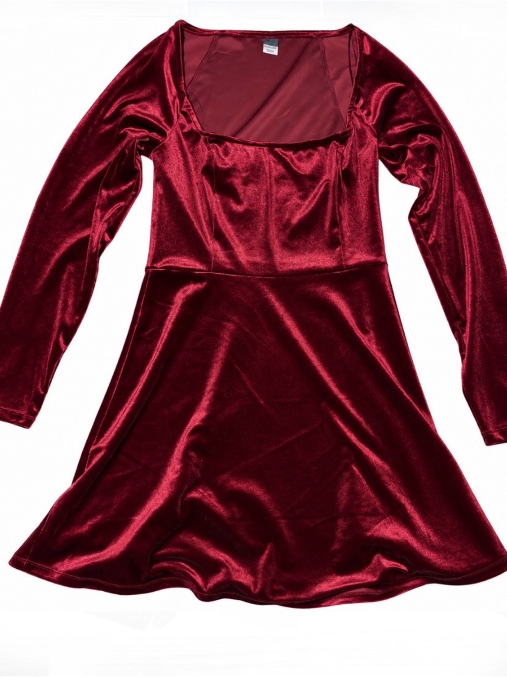 Old Navy Burgundy Velvet Long-Sleeve Chemise Dress